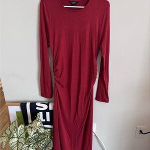 Banana Republic Rich Red Long Sleeve Dress